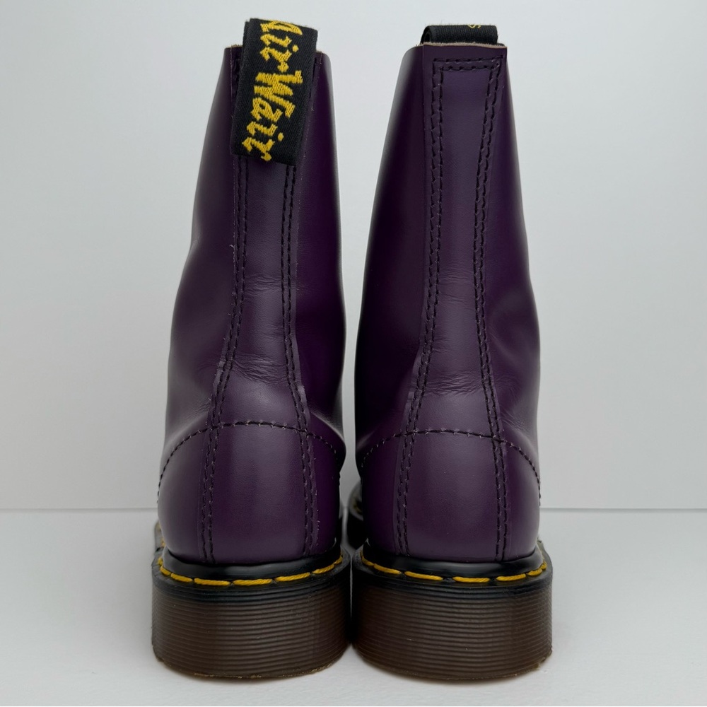 Vintage Dr. Martens England 1919 Purple Leather Steel Toe 10 Eye Boots UK 5 - Picture 12 of 16